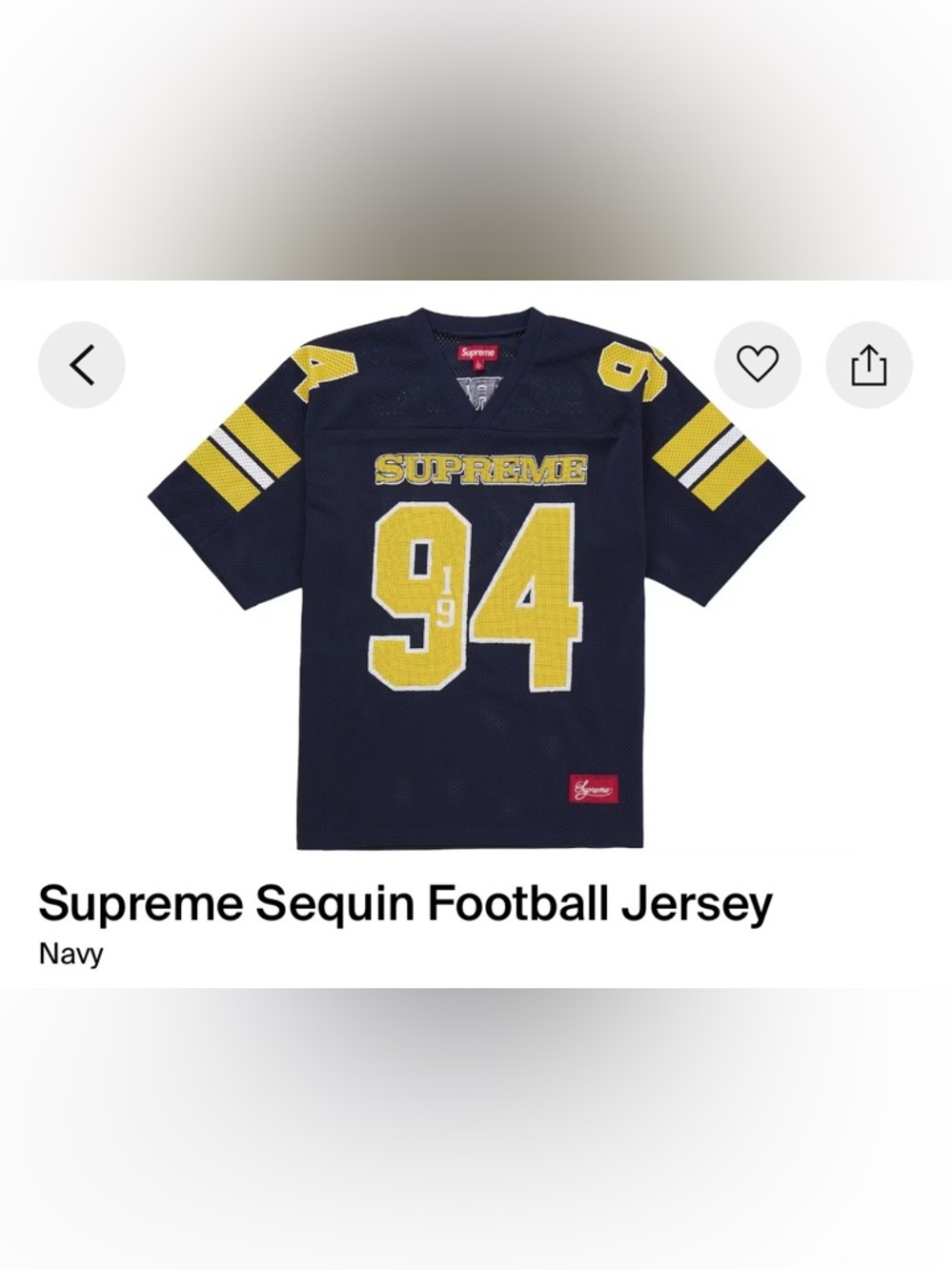 Supreme Navy and Yellow Sequin Football Jersey Panel